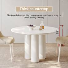 46.06" Cream White Dining Table Set With 2/4 Chairs, Modern Round Kitchen Table, Small Indoor End Table For Kitchen, Bar, Living Room, Small Space, Easy Assembly, Guyii - White - View 11