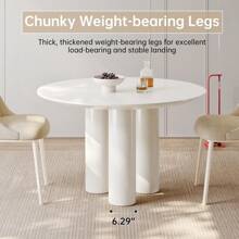46.06" Cream White Dining Table Set With 2/4 Chairs, Modern Round Kitchen Table, Small Indoor End Table For Kitchen, Bar, Living Room, Small Space, Easy Assembly, Guyii - White - View 9
