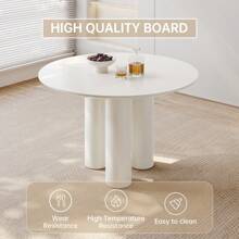 46.06" Cream White Dining Table Set With 2/4 Chairs, Modern Round Kitchen Table, Small Indoor End Table For Kitchen, Bar, Living Room, Small Space, Easy Assembly, Guyii - White - View 8