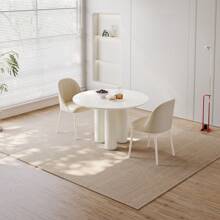 46.06" Cream White Dining Table Set With 2/4 Chairs, Modern Round Kitchen Table, Small Indoor End Table For Kitchen, Bar, Living Room, Small Space, Easy Assembly, Guyii - White - View 4