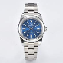 Đồng hồ cơ tự động 39mm dành cho nam, Bộ máy NH35, Vỏ thép không gỉ, Viền trơn, Đồng hồ thể thao, Mặt kính Sapphire, Phát sáng, Chống nước - Bạc - Xem 12