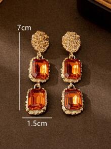 1 Pair Fashionable Bohemian Style Square Diamond Earrings - Multicolor - View 3