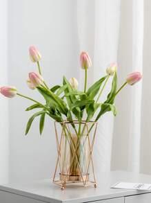 Jarrón de flores artificiales de lujo, maceta, centro de mesa, maceta para plantas, jarrones para flores, decoración del hogar para sala de estar, mesa de café, entrada, mesa de comedor, regalos de cumpleaños, graduación, decoración de habitación, jarrón de vidrio - Dorado - Ver 5