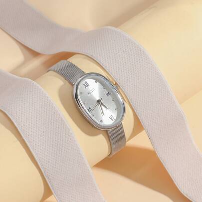 1개 여성 미니멀리스트 바 스케일 다이얼 패션 메시 스트랩 쿼츠 시계, 데일리 매칭, 생일, 그녀를 위한 선물, 기념일, 연말 프로모션, 싱글 데이, 할로윈 프로모션에 적합, 선물 상자 없음