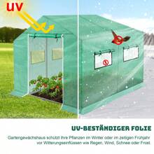 Froadp HDPE+LDPE Film Greenhouse+Galvanized Steel Tubes, With Window, For Tomatoes, Weatherproof, UV Protection (Green) - 3x2x2m - View 5