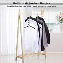 Multifunctional Clothes Hanger, Traceless Sponge Hanger, 360 Degree Rotating Clothes Hanging Rack, Multi-Layer Space-Saving Clothes Support, T-Shirt Drying Rack, Wardrobe Organizer, Bedroom Dorm Accessories, Storage And Organization Decorations Decor Festival Decor Room Decor Home Decor Decor Bedroom Decor Dress Pants Shoes Jeans Boots Skirt,Spring,Minimalist,Summer Tops - Black - View 8