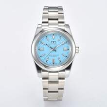 Đồng hồ cơ tự động 39mm dành cho nam, Bộ máy NH35, Vỏ thép không gỉ, Viền trơn, Đồng hồ thể thao, Mặt kính Sapphire, Phát sáng, Chống nước - Bạc - Xem 16