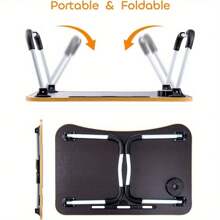 Laptop Table Stand Folding Desk Bed Computer Study Adjustable Portable Sofa Tray Notebook Stand Reading Holder For Couch Walnut - Brown - View 4