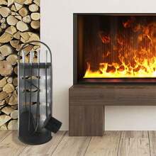 Froadp Fireplace Accessories 5Pcs Stainless Steel Fireplace Covers With Cover And Privacy Screen For Kitchen Home Living Room Home Accessories Decorative Fireplace Cleaning Kit Silver - Perak - View 2