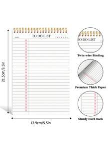 Trees 3pcs Undated To-Do List Notebooks, Daily Planner Organizer, Spiral Bound, Improve Efficiency, 8.5" X 5.5", 100gsm Paper, Pink + Green + Blue, Essential For Back To School Season - Multicolor - View 4