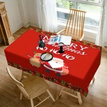 1 khăn trải bàn tiệc Giáng sinh, khăn trải bàn bằng polyester chống trượt bền, khăn trải bàn hình chữ nhật có thể giặt bằng máy, dùng để trang trí và ăn mừng ngày lễ, trang trí nhà cửa, quà tặng Giáng sinh - Nhiều màu - Xem 2