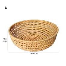 1pc 5.9/11 Inch Rattan Woven Hollow Snack Basket,  Round Storage Bowl, Home Decor Fruit Plate