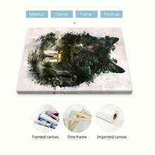 1pc Unique Soul Canvas Poster - Wooden Frame, Vibrant Scenery, Black Cat Print Artwork Printing - Waterproof And Odorless - Exquisite Gift For Wall Decoration, Adding Fun To Bedroom, Office, Bar, Living Room Walls, Perfect For Autumn Decoration - 黑色 - 查看 5