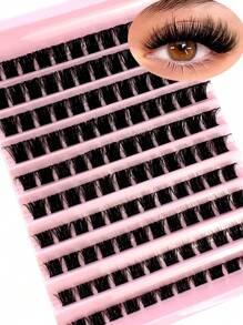 8-16mm D-Curl Fluffy 3D Segmented False Eyelashes DIY Natural Individual Lashes Makeup Tools, Soft & Natural, Easy To Use Lash Clusters, Individual Lashes - Black - View 7