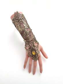 1 Peça Luva Vintage Estilo Barroco Dourada com Rendas e Pedras de Strass Embelezada, Acessório de Moda Y2K Soft Grunge Gótico, Adequada para Halloween, Ação de Graças, Eventos Formais, Casamentos, Viagens, Presentes no Dia dos Namorados