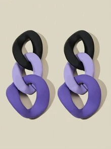 1对休闲个性撞色链条耳环 - 彩色 - 查看 8