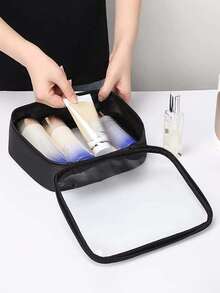 1 件透明拉链美容套装化妆包透明 PVC 化妆包便携式旅行收纳包防水巡航必备防水男士盥洗包沙滩包沙滩必需品沙滩巾收纳包沙滩配件沙滩用品度假包夏季度假必备品旅行必备品 - 彩色 - 查看 9