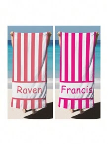 1pc Striped Personalized Beach Towels, Custom Text Towel, Custom Pool Towels For Kids/Adul, Bachelorette Party Favor, Party Gifts, Girls Trip, Multi-Functional, Adjustable, Reusable, Ornamental, Cute School, Office, Tea Room, Home, Garden, For Valentine's Day, For Anniversaries, For Weddings, For Ren's Day, For Birthdays, For Father's Day, For Graduation, For Housewarming Summer Holiday Bathroom Decor Travel Essentials Travel Accessories Beach Essentials - Multicolor - View 11