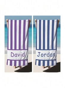 1pc Striped Personalized Beach Towels, Custom Text Towel, Custom Pool Towels For Kids/Adul, Bachelorette Party Favor, Party Gifts, Girls Trip, Multi-Functional, Adjustable, Reusable, Ornamental, Cute School, Office, Tea Room, Home, Garden, For Valentine's Day, For Anniversaries, For Weddings, For Ren's Day, For Birthdays, For Father's Day, For Graduation, For Housewarming Summer Holiday Bathroom Decor Travel Essentials Travel Accessories Beach Essentials - Multicolor - View 10