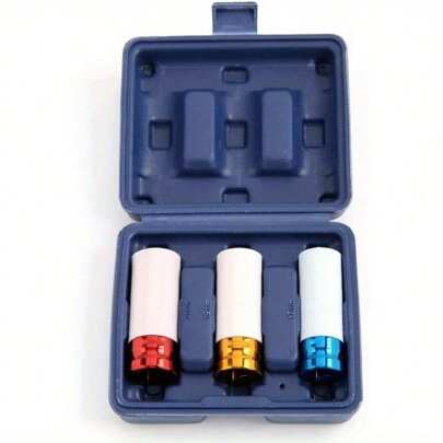 3 PCS Drive Wheel Socket Set 1/2- Inch Alloy Wheel Sockets 17mm 19mm 21mm Thin Wall Wheel Nut Socket Multicolour Nut Thin Wall Sockets For Alloy Wheels, Tools For Men