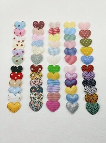 60pcs Multi-Design Heart Shaped Embossed DIY Hair Accessories Materials