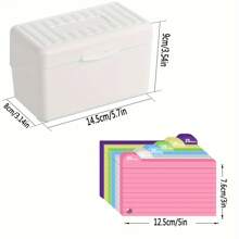 Index Card Holder Set, 3x5 Index Card Organizer, Plastic Index Card Box For Flash Cards, 150 Index Cards, 8Pcs Loose-Leaf Rings,1Plastic Box - as shown - View 2