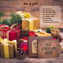 OUR ADVENTURE BOOK A Adventure Book 180 Pages Scrapbook Photo Album,Retro Style Embossed Letter Leather Cover Travel Diary Journal Scrap Book For Couples,Memory Book For Anniversary Wedding,Valentines Day Gifts