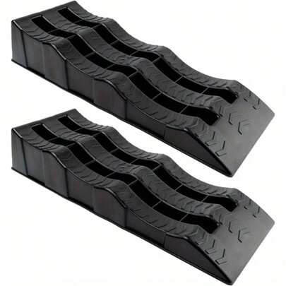 2PCS Car Ramps 4 Ton Plastic Kerb Ramps Wavy Ramp Car Ramps Heavy Duty 3 Step Car Lift Ramps Caravan Leveling Ramps For Home Garage Motorhome Leveling 61X21.5X12CM