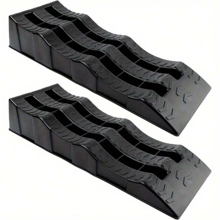 2PCS Car Ramps 4 Ton Plastic Kerb Ramps Wavy Ramp Car Ramps Heavy Duty 3 Step Car Lift Ramps Caravan Leveling Ramps For Home Garage Motorhome Leveling 61X21.5X12CM - Variant1 - View 1