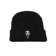 欧美时尚个性手势鬼脸刺绣双面针织帽男女款保暖滑雪帽街头朋克嘻哈针织帽万圣节 - 多色 - 查看 7