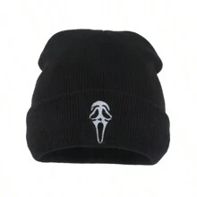 欧美时尚个性手势鬼脸刺绣双面针织帽男女款保暖滑雪帽街头朋克嘻哈针织帽万圣节 - 多色 - 查看 5