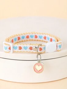 PETSIN 1pc Embroidered Fruit (Apple/Cherry) Pattern Pet Collar With Bell For Cats And Small Dogs, Adjustable With Buckle