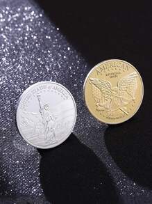 1pc Statue Of Liberty Commemorative Coin, Metal Relief Commemorative Medallion Lucky Coin, Halloween, Thanksgiving And Christmas Gifts