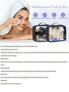 1 件透明拉链美容套装化妆包透明 PVC 化妆包便携式旅行收纳包防水巡航必备防水男士盥洗包沙滩包沙滩必需品沙滩巾收纳包沙滩配件沙滩用品度假包夏季度假必备品旅行必备品 - 彩色 - 查看 8