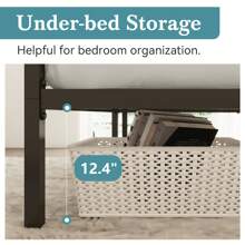 HOOMIC Full Size/Queen Size Canopy Bed Frame, Enhanced 4-Poster, 3-Metal Crossbar, No Box Spring Needed, Easy Assembly, Black/White * Bed Frame Queen Queen Bed Frame Bed Frame Full Full Size Bed Frame King Size Bed Frame Twin Bed Frame Room Decor Home Decor Christmas Decor Bedroom Decor Valentine Day Decor Storage Living Room Decor Furniture House Decor - 黑色 - 查看 6