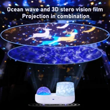 海洋水母水波投影仪 LED 夜灯 360 度旋转银河星空灯带投影膜卧室房间装饰生日礼物