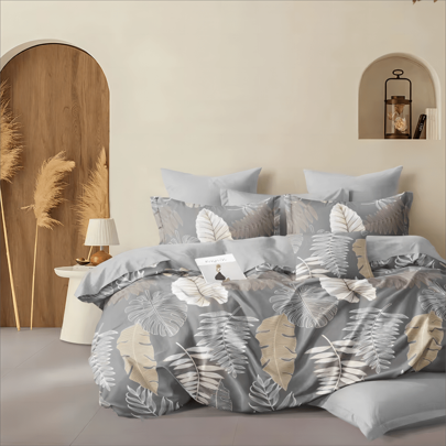 Conjunto de capa de edredom com estampa botânica de 3 peças (1 capa de edredom + 2 fronhas) - Estilo fresco, adequado para quarto em todas as estações, disponível em 160*200cm/200*220cm e vários tamanhos