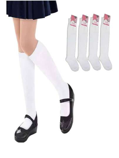 Set de 4 pares de calceta escolar para niña