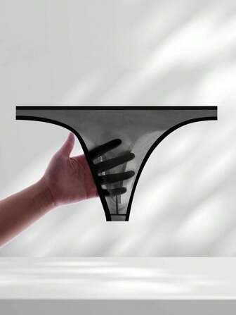 Men's Transparent Thin Mesh Sexy Thong Seductive Hollow Breathable Lightweight Briefs