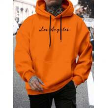 Los Angeles Print Kangaroo Sweatshirt - Orange - View 1