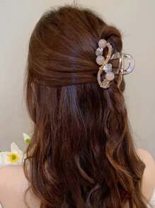 topshiny 1pc Elegant Ditsy Floral Hair Clip With Crystal Rose Decor, Suitable For Casual Wear And Photography, Fashion, Flower Claw Valentine's Day Hair Clips Hair Jaw Clip Hair Clamps Hair Clutch Hair Catcher Clip, Claw Clip Fall Winter Hair Accessories For Women For Vacation Outfits Woman