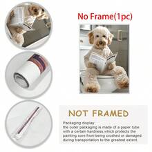 1 件幽默 Goldendoodle On Toilet 帆布印刷品 - 装饰艺术、现代、经典风格动物印刷带框墙壁艺术，适用于浴室、家庭办公室、客厅装饰 - 有趣的室内/室外木质框架动物阅读报纸壁挂装饰，适合所有季节 - 彩色 - 查看 10