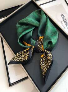 1pc Satin Simple Printed Small Square Bandana Scarf, Classic Elegant Decor Neckerchief, Fashion Accessory - Multicolor - View 6