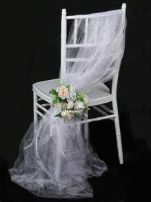 1卷5/10/20米白色欧根纱拱形布，派对室椅背装饰，礼品包装欧根纱，婚礼派对背景装饰，生日派对餐桌装饰欧根纱，鲜花包装绳，婚礼装饰欧根纱，椅背装饰，派对礼物，派对装饰，桌面中心装饰品，万圣节装饰，圣诞节装饰，2026新年 - 白色 - 查看 5