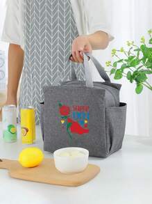 Handheld Insulation Bag Hot Selling Cartoon Letter Thick Insulation Lunch Bag Insulation Bento Bag Double-Sided Pockets Mother's Day Teacher's Day Gift Multiple Patterns Portable Large Capacity Meal Bag