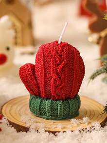 1PC 圣诞香味羊毛迷你手套蜡烛圣诞礼物小礼物创意摆件香薰蜡烛 - 彩色 - 查看 10