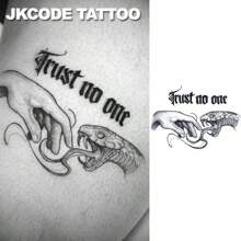JKCODE TATTOO Không tin ai cả: Hình xăm Viper, Rock-N-Roll, Hip Hop, Lạnh lùng, Thảo dược, Không thấm nước, Giữ được tới 15 ngày Hình xăm tạm thời cho cổ và tay - Màu xanh lam - Xem 3