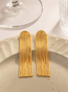 2pcs Elegant Chain Tassel Long Earrings, Suitable For Women's Dates, Parties, Mother's Day Gifts - Yellow Gold - View 8