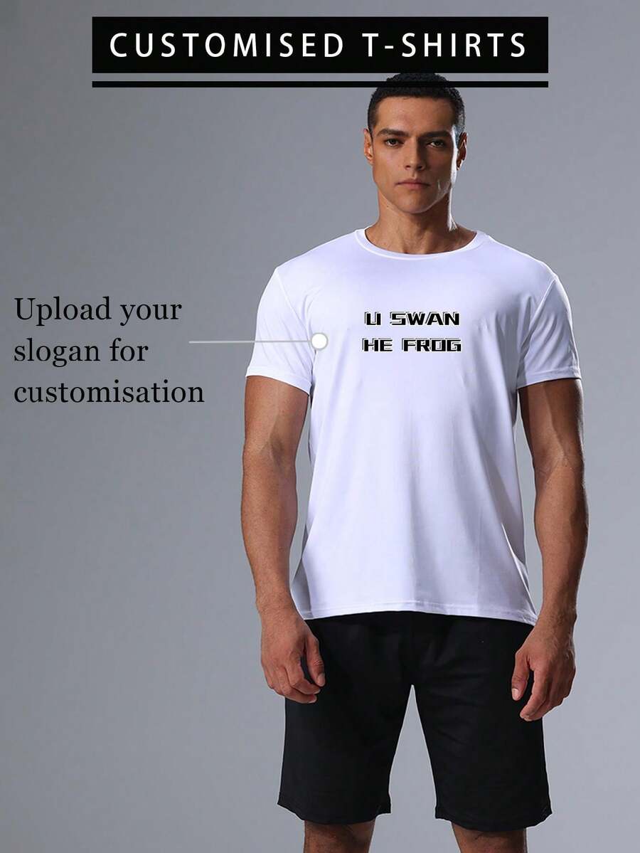 个性化男友风格男士运动 T 恤，输入自定义文字，快干透气轻便舒适，体育赛事欢呼口号，定制宽松 T 恤，时尚、时尚、时髦、简约、舒适、轻松服装、朴素时尚、简约别致男友风格男士、胶囊衣橱、圣诞节 T 恤，送给男朋友、朋友、家人、孩子的理想礼物，适合生日、圣诞节、冬季/秋季、度假/假日、运动/登山 - 白色 - 查看 1