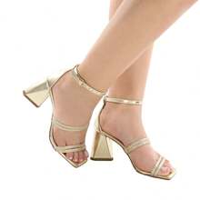 Exclusive Women's Sandal Geometric Heel Ref.3700 - 金色 - 查看 1